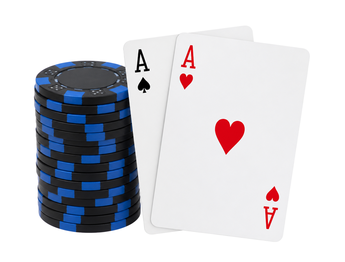 Poker chips with Ace of Hearts and Ace of Spades